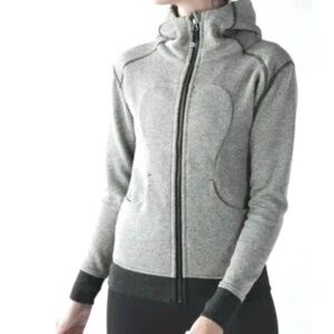 Lululemon Heather Gray Full Zip Hoodie w/Joey Pocket Cotton Blend Size 4